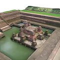 Candi Tikus Ancient Garden Landscape With Stone Temple Pool And Steps 3d model