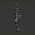 Anthropomorphic Character Creature with Rabbit Like Ears Gray Fur Brown Body and Red Glowing Chest