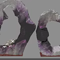 Elegant Decorative Ornament Set Featuring Amethyst Crystal Curved Design With Wooden Base