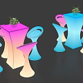 Modern Elegant Gradient Colored Table and Chair Set with Floral Decor 3d model