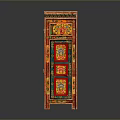 Traditional Wooden Cabinet With Colorful Painted Design Intricate Patterns And Decorative Doors