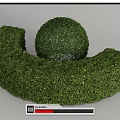 Well Trimmed Green Shrubs Forming Rounded Sphere And Crescent Shaped Hedge Design
