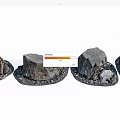 Stone Wood Decorative Ornaments With Natural Texture Round Base Set of Four