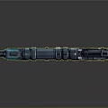 Futuristic Sci Fi Weapon With Glowing Blue Purple Accents Metallic Scope And Chain