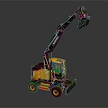Modern Yellow Black Excavator With Mechanical Arm Bucket And Wheels
