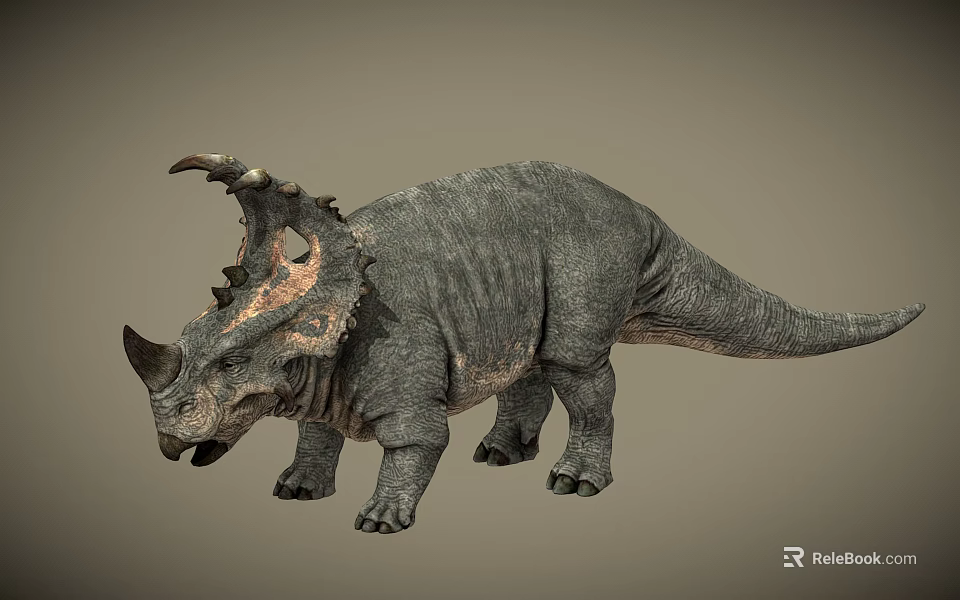 Reptile Triceratops Dinosaur With Large Horns Frill And Scaly Body In Standing Posture 3d model 