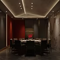 Elegant Private Dining Room With Round Table Brown Chairs Large Windows And Decorative Plant