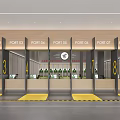 Modern Fitness Gym Reception Area With Multiple Ports Yellow Mats And Fitness Equipment
