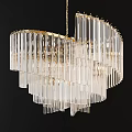 Elegant Crystal Chandelier With Gold Frame And Hanging Transparent Crystal Pendants