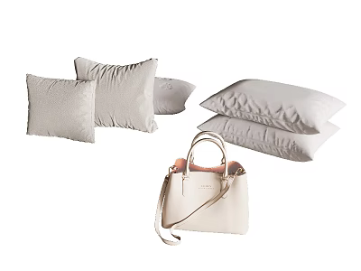 Light Colored Decorative Pillows and Beige Handbag for Home Accessories 3d model