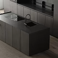 Dark Gray Modern Kitchen Cabinets With Sleek Countertop And Contemporary Interior Design