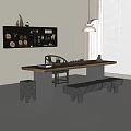 Tea Table and Chair Combination 3d model
