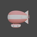 Pink And White Striped Airship With Propeller Gondola And Tail Fin Design