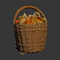 Colorful Mushrooms In A Row And Basket Filled With Mushrooms On Gray Reflective Floor