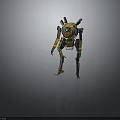 Metallic Mechanical Robot Character With Multi Legged Structure And Camo Head Design 3d model