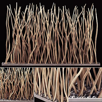 Natural Woven Branch Garden Decor With Vertical Pattern And Wooden Base 3d model