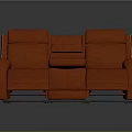 Orange Double Recliner Sofa With Center Console And Modern Upholstered Design