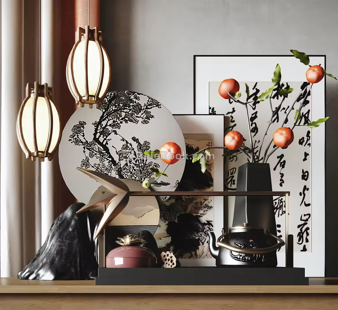 New Chinese-style Ornaments Combination Decorative Ornaments 3d model