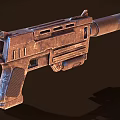 Vintage Sci Fi Weapon With Metallic Body Textured Grip And Industrial Design