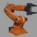 Smart Machine Industrial Robotic Arm with Orange Body Black Gripper and Mechanical Design 3d model