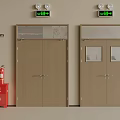Poliform Fire Doors With Electronic Displays And Red Fire Extinguisher Cabinet 3d model