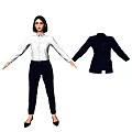 Woman in Black Suit and White Shirt Standing With Arms Outstretched