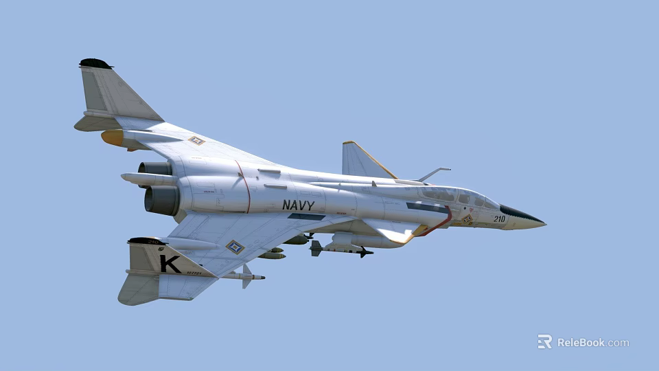 US Navy White Fighter Jet In Flight With Attached Missiles And Military Markings 3d model 