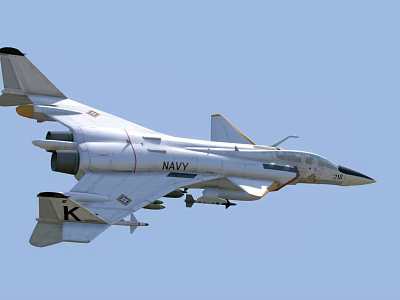 US Navy White Fighter Jet In Flight With Attached Missiles And Military Markings 3d model