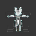 3D Cartoon Cat Character Model With Brown White Fur Blue Eyes And Outstretched Limbs