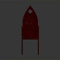 Unique Red Armchair With Cross Shaped Cutout Backrest And Decorative Design
