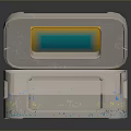 Silver Metal Storage Box With Open Lid Blue Yellow Interior And Blue Dot Decorations