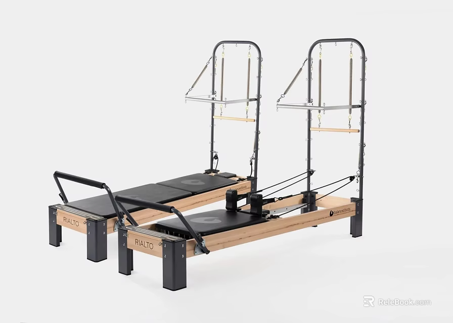 Two Professional Pilates Reformer Machines For Home Gym And Studio Fitness Training 3d model 