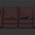 Plum Colored Modern Two Seater Sofa With Large Cushions And Throw Pillows