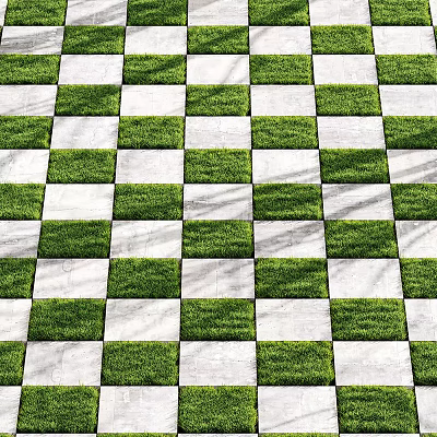 Checkerboard Pattern Garden Landscape With Green Grass And White Stone Tiles 3d model Checkerboard Pattern Garden Landscape With Green Grass And White Stone Tiles 3d model