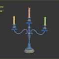 Brass Candelabra Classic Design With Three Arms Decorative Base And White Candles