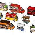 Colorful Mobile Food Trucks With Various Designs And Service Windows