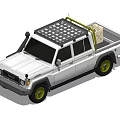 White Double Cab Pickup Truck With Yellow Wheels And Roof Rack