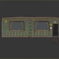 Vintage Green Train Car with Metal Roof Windows and Side Ladder
