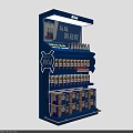 K64 Blue Retail Display Shelf Featuring Neatly Arranged Multiple Products 3d model