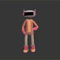 3D Cartoon Robot Character With VR Headset Pink Ears And Colorful Outfit