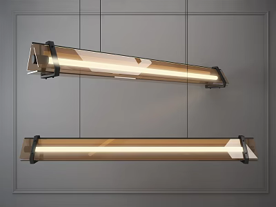 Modern Linear Chandelier With Sleek Metal Frame And Illuminated Long Design 3d model