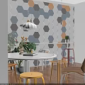 Warm Modern Dining And Living Space With Round Table Wooden Chairs And Soft Ambient Lighting