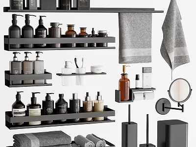Bathroom Storage With Toiletries Towels And Accessories 3d model