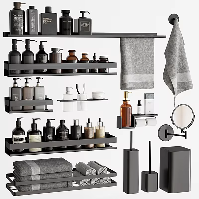 Bathroom Storage With Toiletries Towels And Accessories 3d model