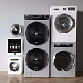 Modern Washing Machines With Various Models Stackable Design And Smart Control Features 3d model