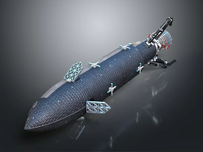 Futuristic Black Mechanical Device With Metallic Components And Engineering Details 3d model