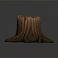 Detailed Wooden Tree Stump With Natural Growth Rings Texture And Green Grass Base
