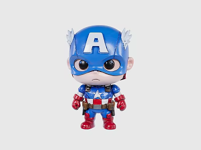 Captain America Doll Featuring Blue Helmet White A Symbol Red Uniform And Big Eyes 3d model
