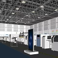 Industrial Workshop Interior With Machinery Equipment Large Screen Display And Ceiling Lights