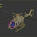 Military Helicopter With Silver Gray Body And Weapons On Dark Background With Reflection